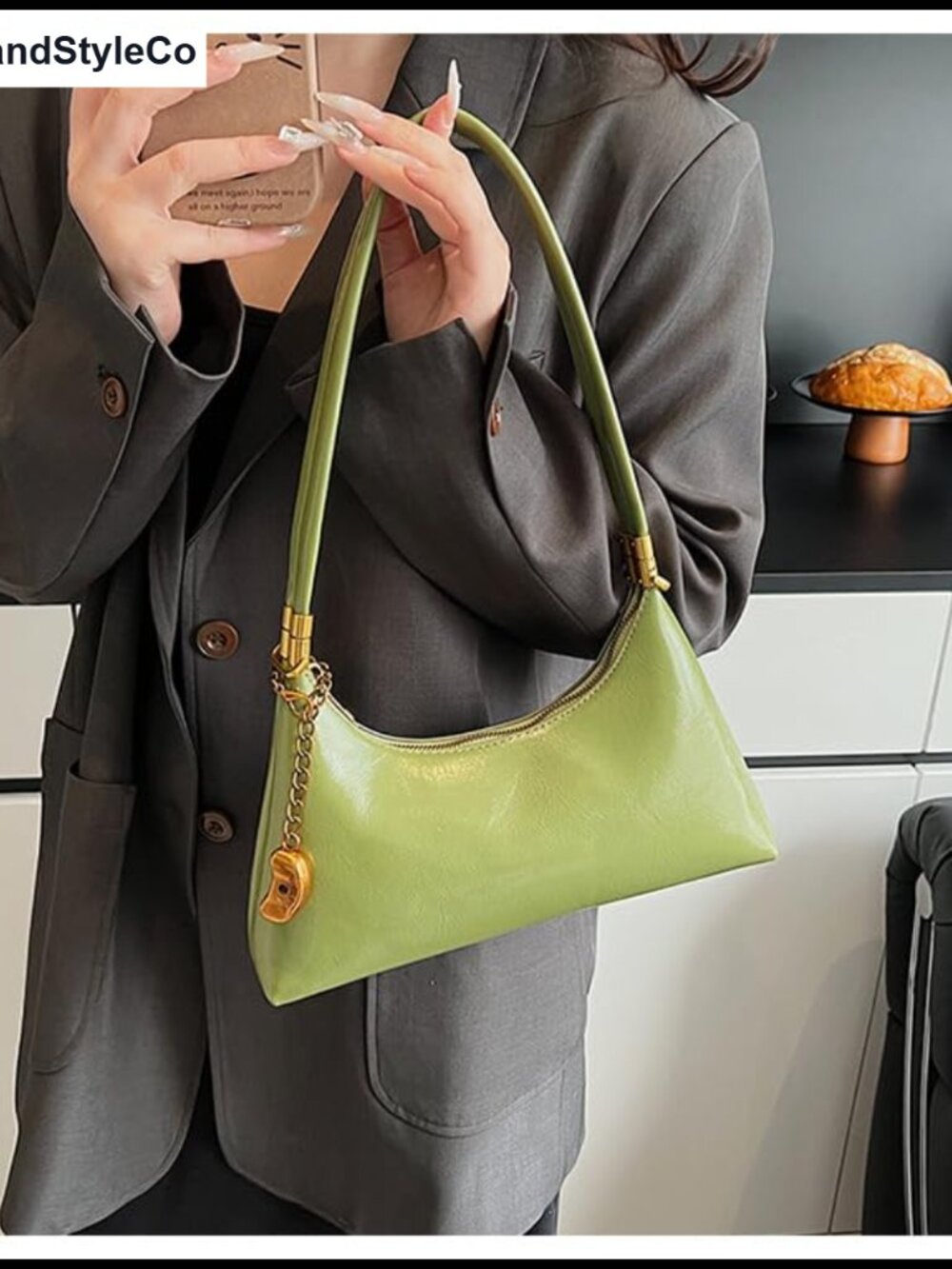 Small Faux Leather Shoulder Bag Women 2 Strap Underarm Clutch Retro Purse - Picture 2 of 6